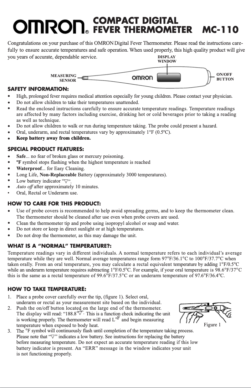 Página nº 1 - Manual de usuario Omron MC-110