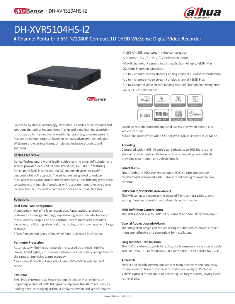 Imagen de la primera página del manual del dispositivo XVR5104HS-I2