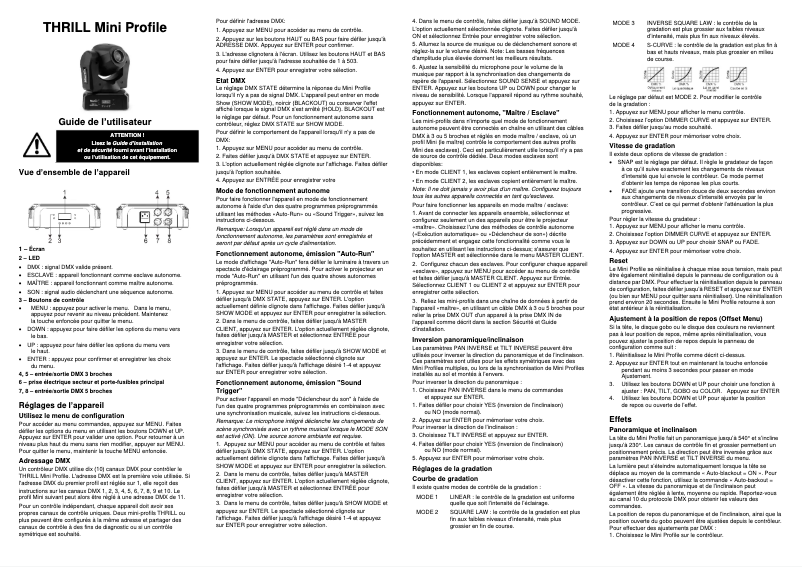 Imagen de la primera página del manual del dispositivo Thrill Mini Profile