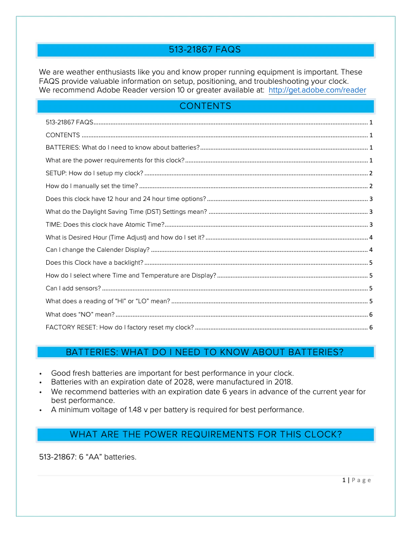 Página 1 del manual Preguntas frecuentes La Crosse Technology 513-85647