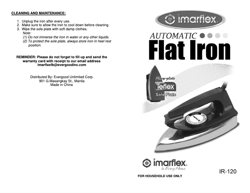 Imagen de la primera página del manual del dispositivo IR-120