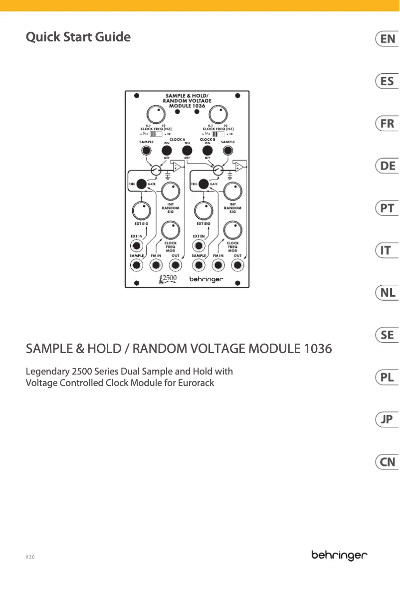 Página 1 del manual Guía de inicio rápido Behringer Sample & Hold / Random Voltage Module 1036