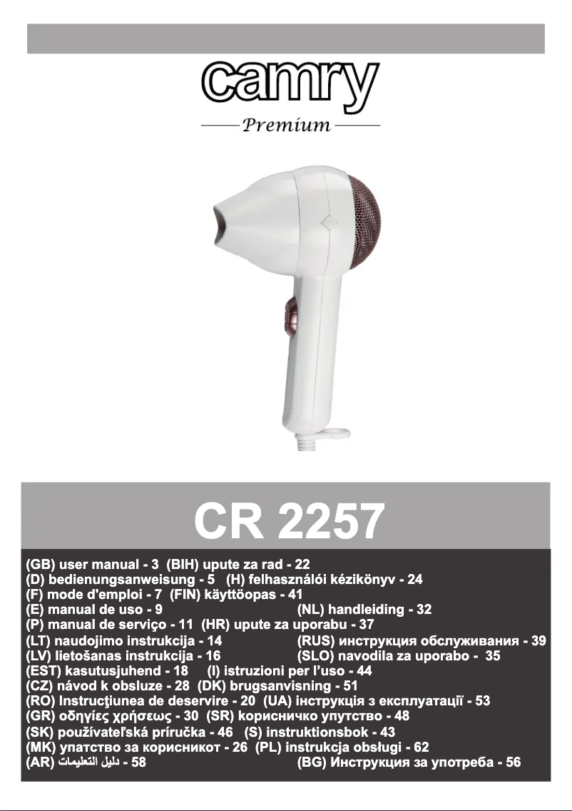 Página 1 del manual Manual de usuario Camry CR 2257