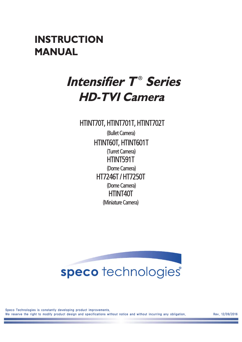 Página nº 1 - Manual de usuario Speco Technologies Intensifier T HTINT60T