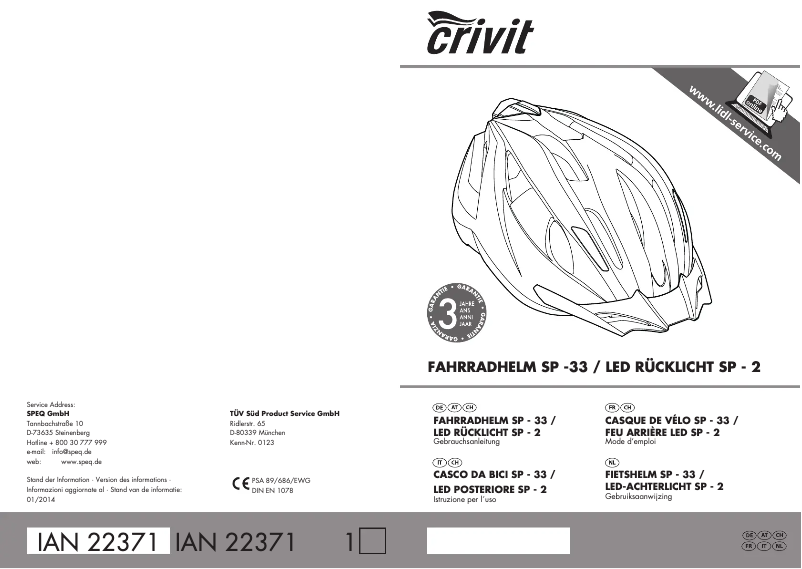 Página 1 del manual Manual de usuario Crivit SP-33