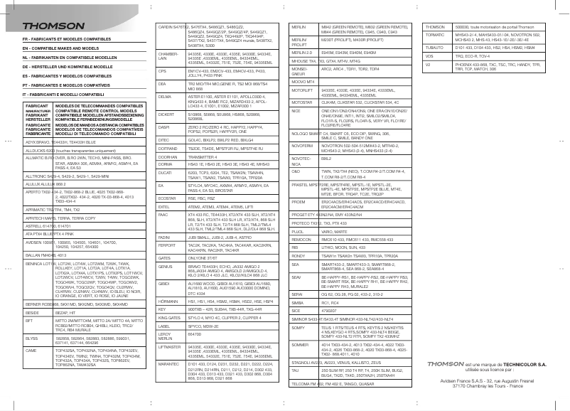 Página nº 1 - Manual de usuario Thomson 500021
