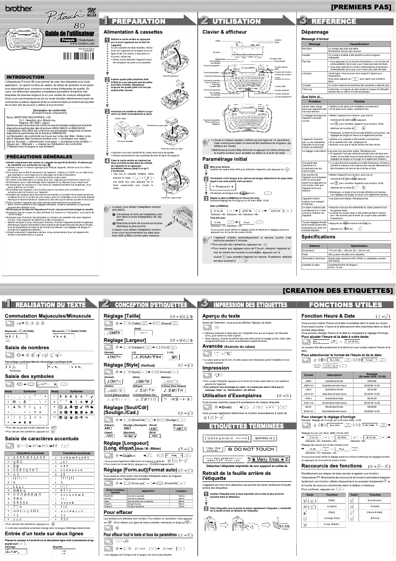 Página 1 del manual Manual de usuario Brother P-Touch PT-80