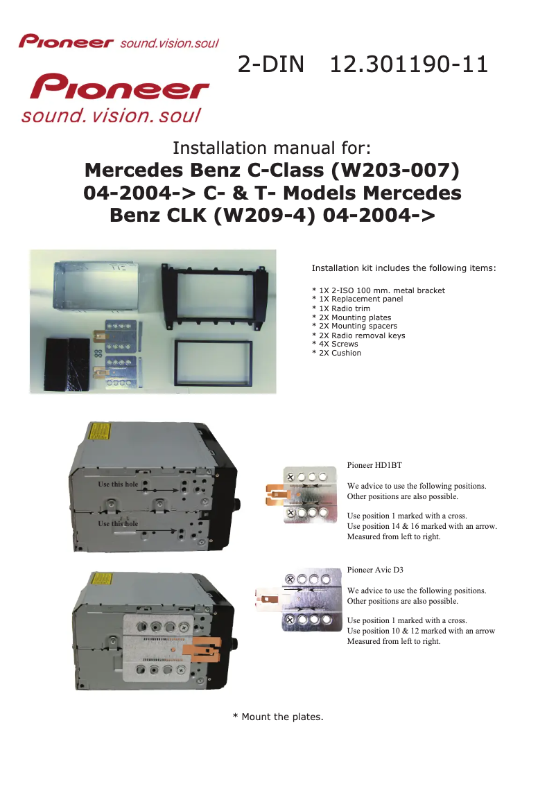 Página 1 del manual Manual de usuario Pioneer 12.301190-11