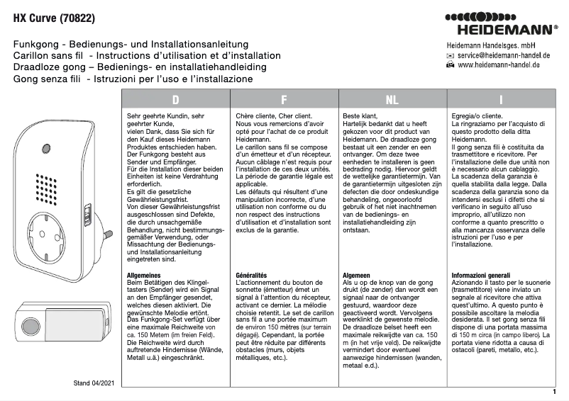 Página 1 del manual Manual de usuario Heidemann HX Curve 70822