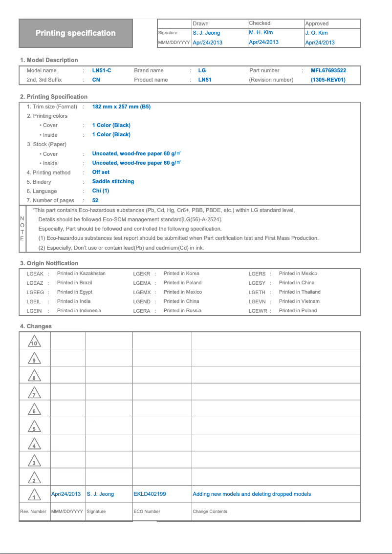 Imagen de la primera página del manual del dispositivo 42LN5180