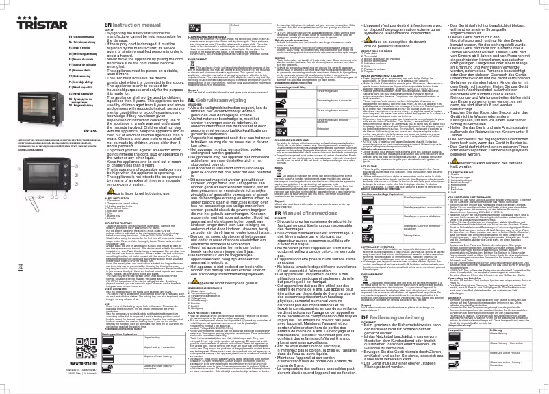 Página 1 del manual Manual de usuario TriStar OV-1456