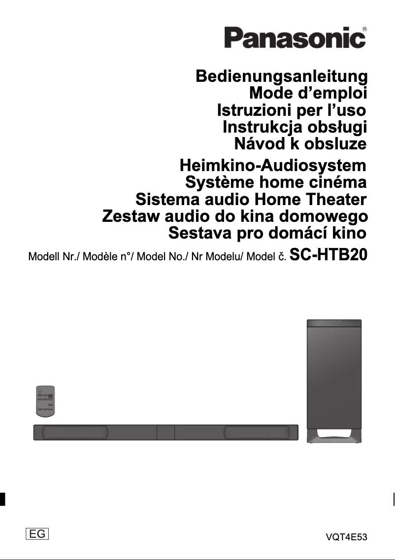 Página 1 del manual Manual de usuario Panasonic SC-HTB20