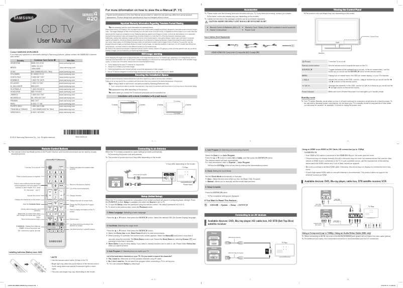 Imagen de la primera página del manual del dispositivo LN32E420E2G