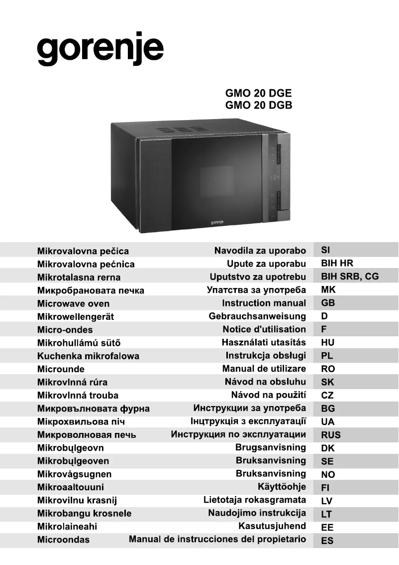 Página 1 del manual Manual de usuario Gorenje GMO20DGE