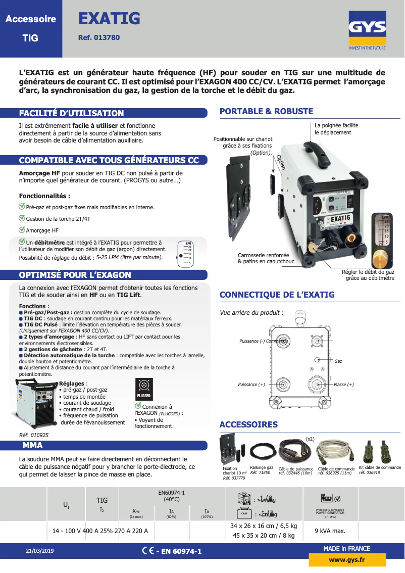 Imagen de la primera página del manual del dispositivo Exatig HF