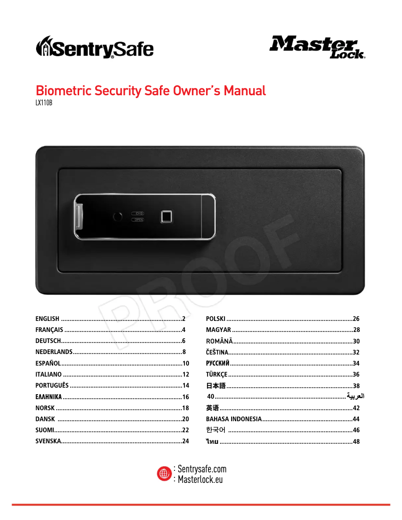 Página 1 del manual Manual de usuario Master Lock Biometric Security Safe LX110B