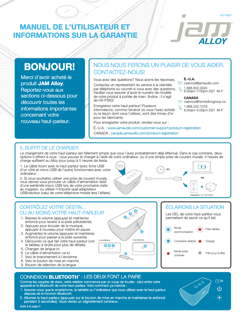 Imagen de la primera página del manual del dispositivo Alloy HX-P560