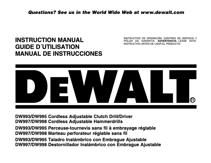 Página 1 del manual Manual de usuario DeWalt DW995