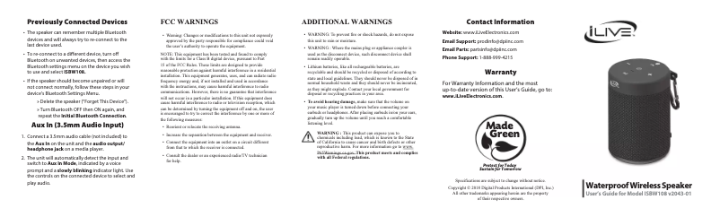 Imagen de la primera página del manual del dispositivo ISBW108