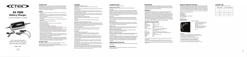 Página 1 del manual Manual de usuario Ctek XS 7000