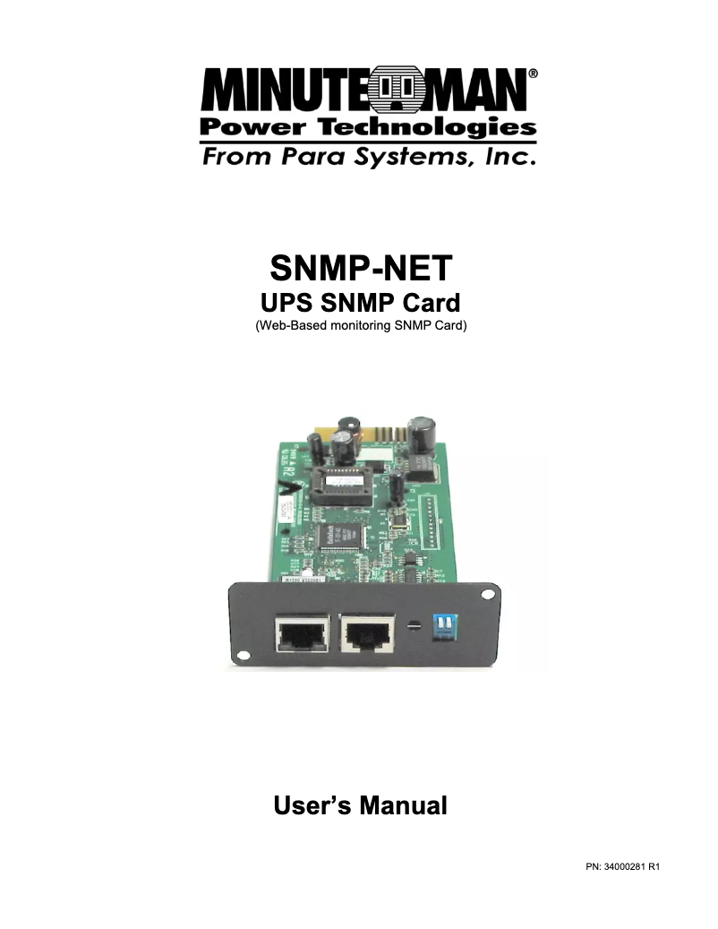Imagen de la primera página del manual del dispositivo SNMP-NET