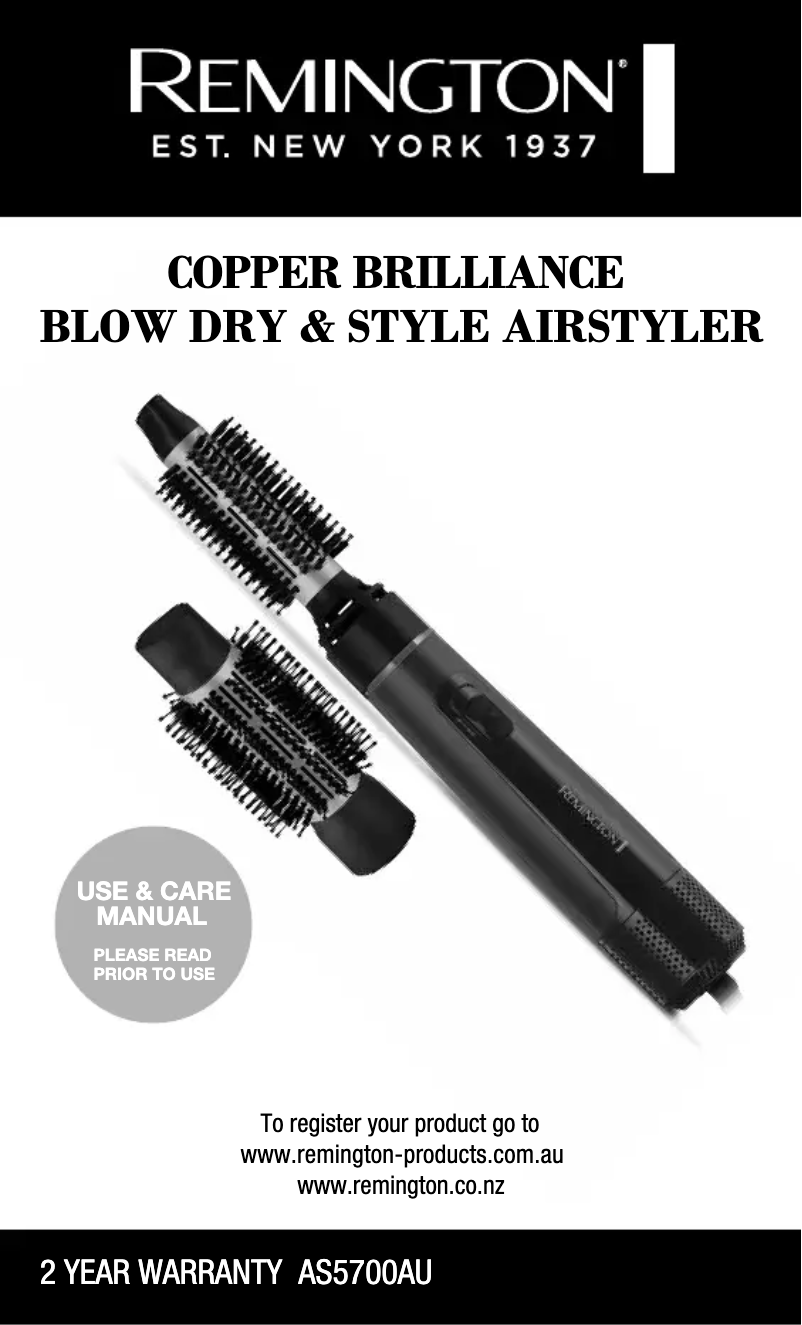 Página 1 del manual Manual de usuario Remington Copper Brilliance AS5700AU