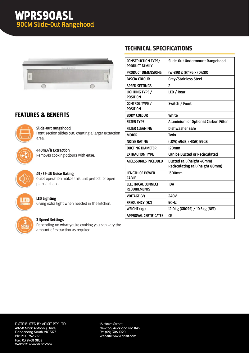 Imagen de la primera página del manual del dispositivo WPRS90ASL