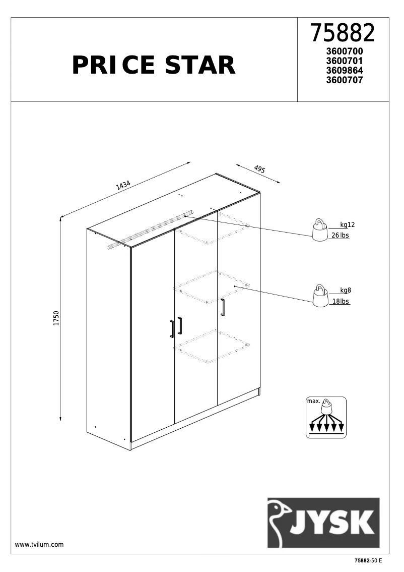 Página nº 1 - Manual de usuario JYSK Price Star (145x176x50)