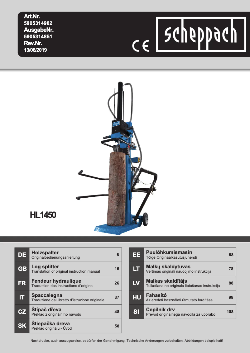 Imagen de la primera página del manual del dispositivo HL1450