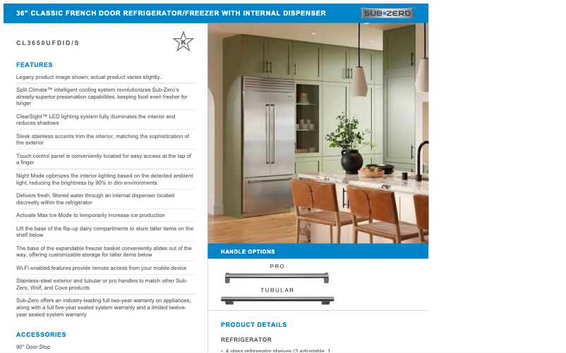 Página 1 del manual Manual de usuario Sub-Zero CL3650UFDID/S