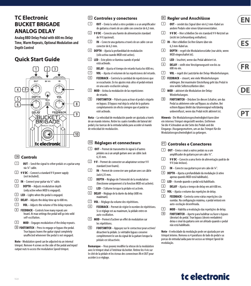Página 1 del manual Manual de usuario TC Electronic Bucket Brigade Analog Delay