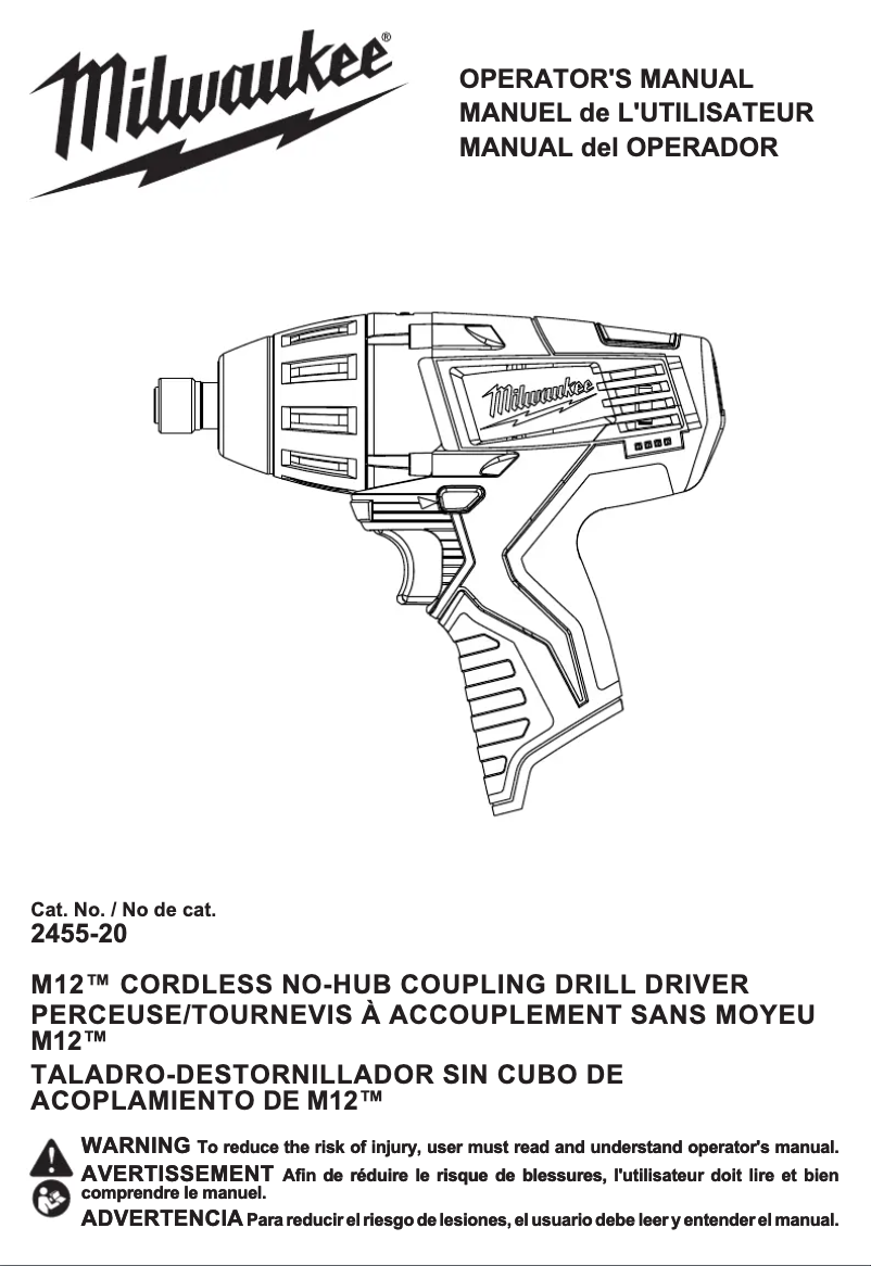Página 1 del manual Manual de usuario Milwaukee M12 2455-22