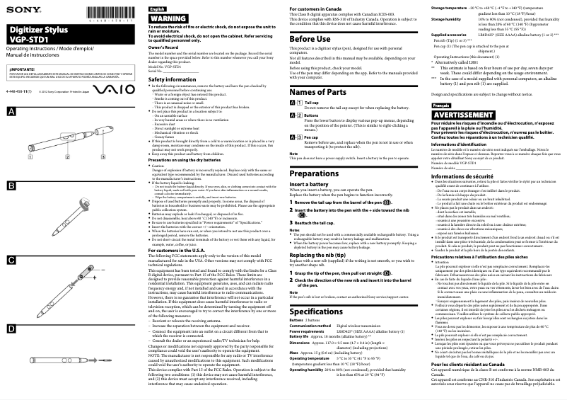 Página nº 1 - Manual de usuario Sony Vaio Duo 11 SVD11225PXB