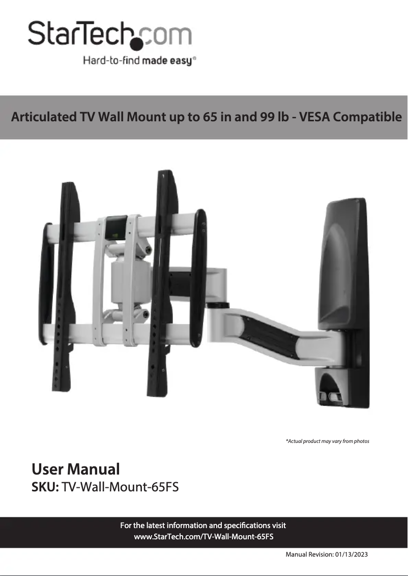 Página 1 del manual Manual de usuario StarTech.com TV-Wall-Mount-65FS