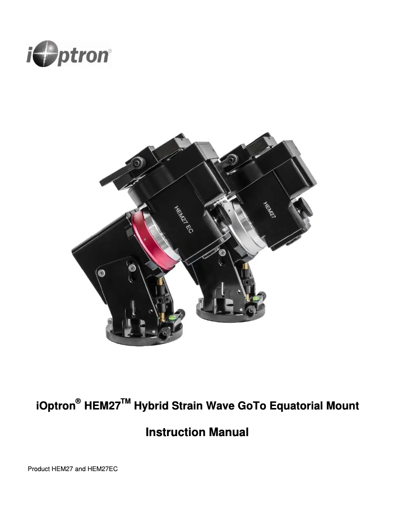 Página 1 del manual Manual de usuario iOptron HEM27