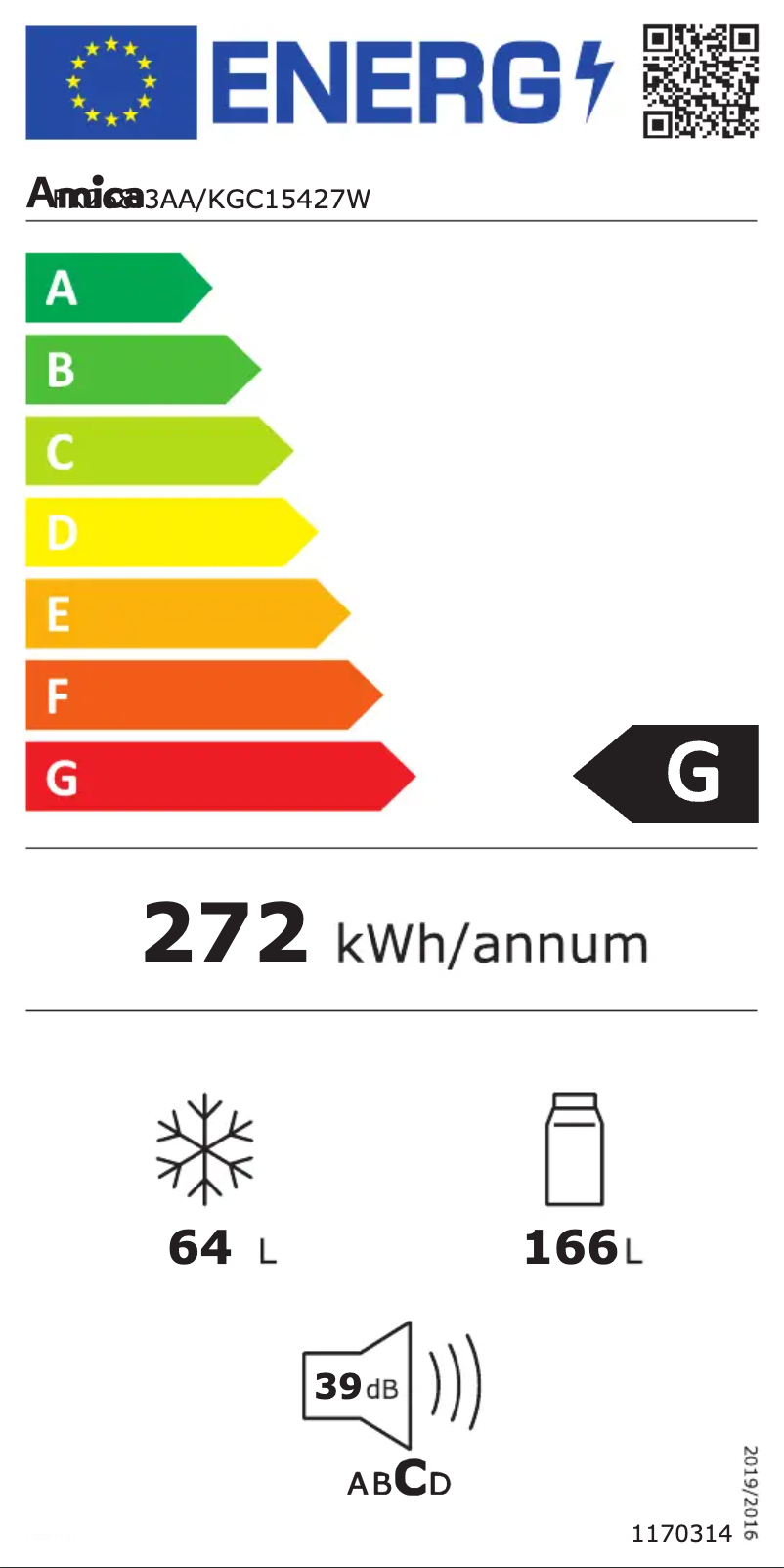 Página nº 1 - Etiqueta energética Amica FK268.3 AA