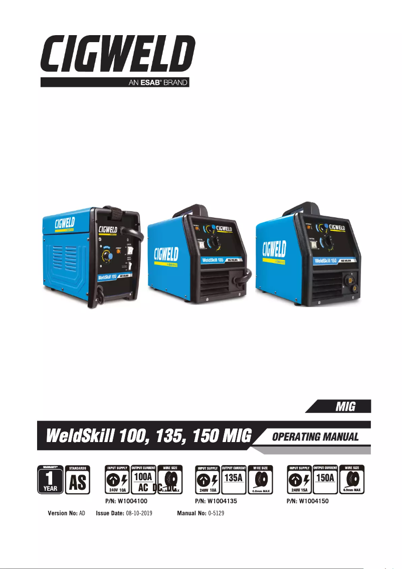 Imagen de la primera página del manual del dispositivo WeldSkill 135 MIG