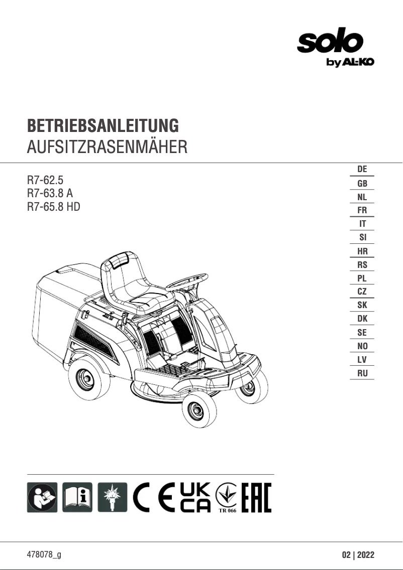 Imagen de la primera página del manual del dispositivo Solo R7-65.8 HD