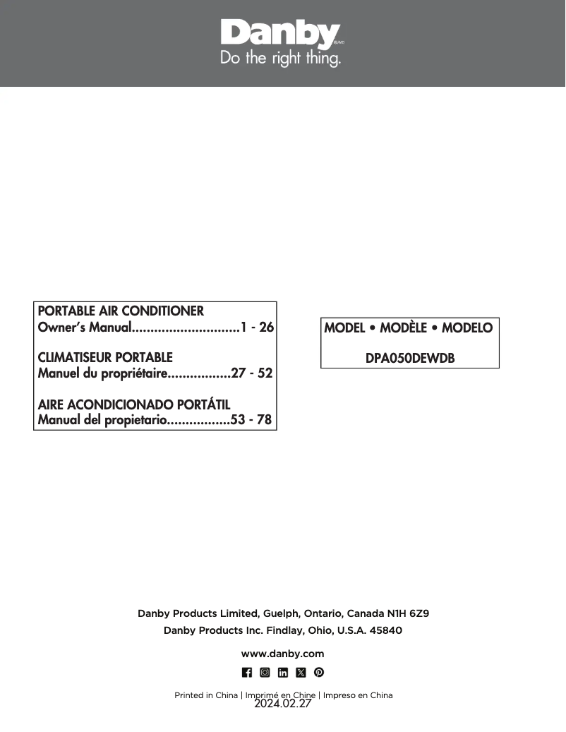 Imagen de la primera página del manual del dispositivo DPA050CEWDB