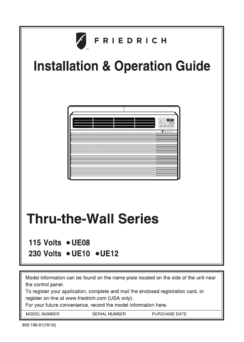 Página nº 1 - Manual de usuario Friedrich Uni-Fit UE12C33