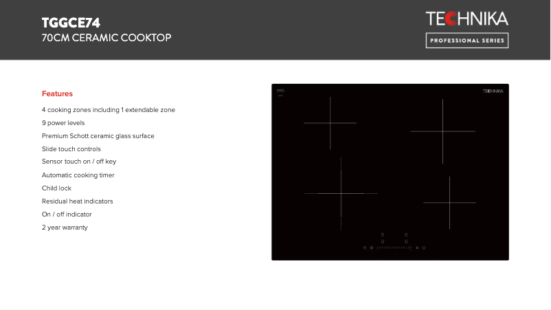Imagen de la primera página del manual del dispositivo TGGCE74