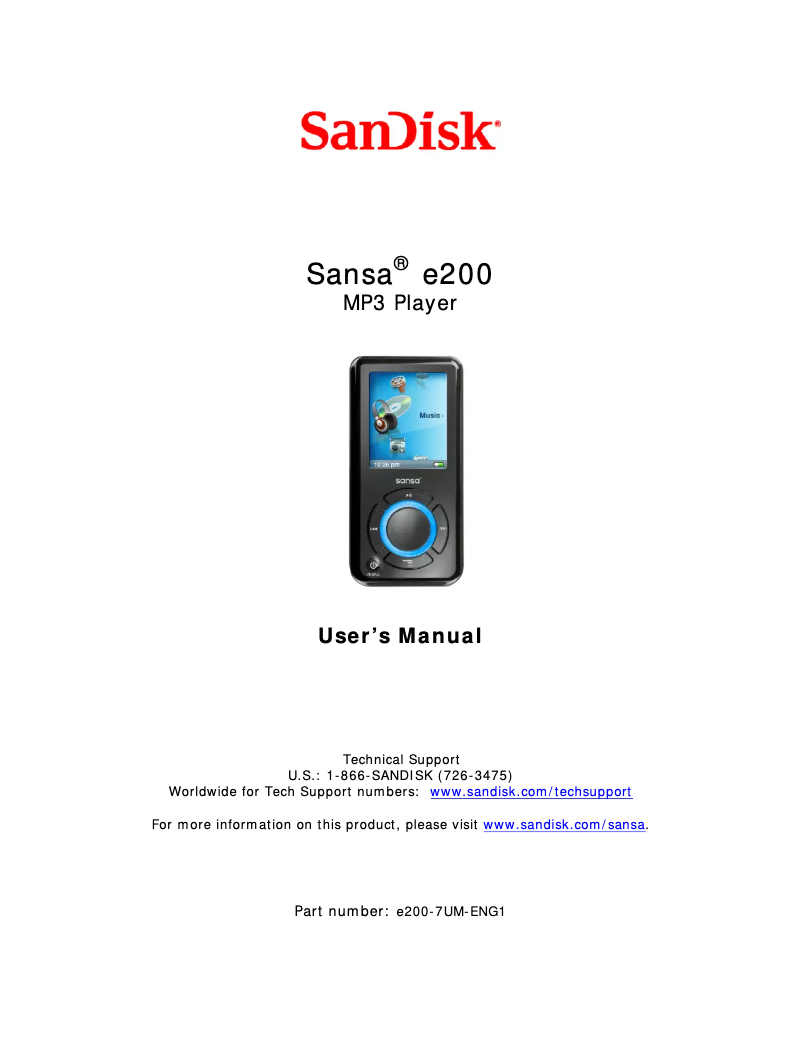 Página 1 del manual Manual de usuario Sandisk Sansa e200