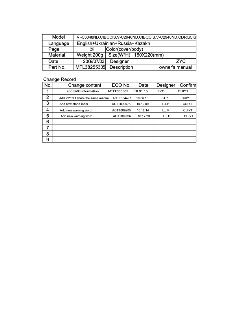 Imagen de la primera página del manual del dispositivo V-C3048ND