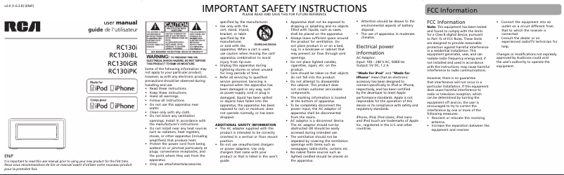 Página 1 del manual Manual de usuario audiovox RC130i