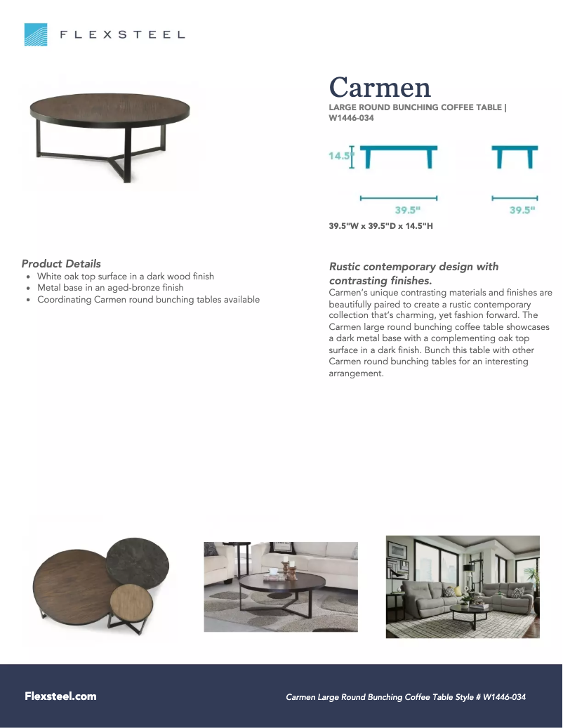 Página 1 del manual Manual de usuario Flexsteel Carmen W1446-034