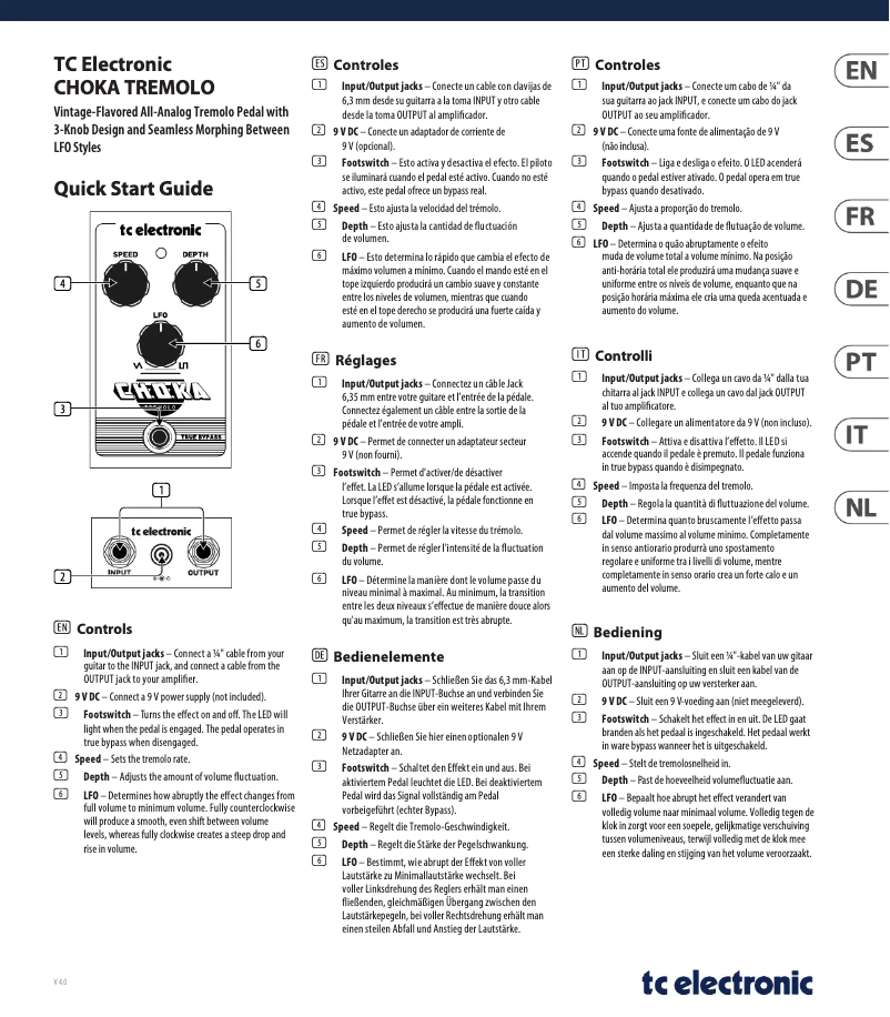 Imagen de la primera página del manual del dispositivo Choka Tremolo