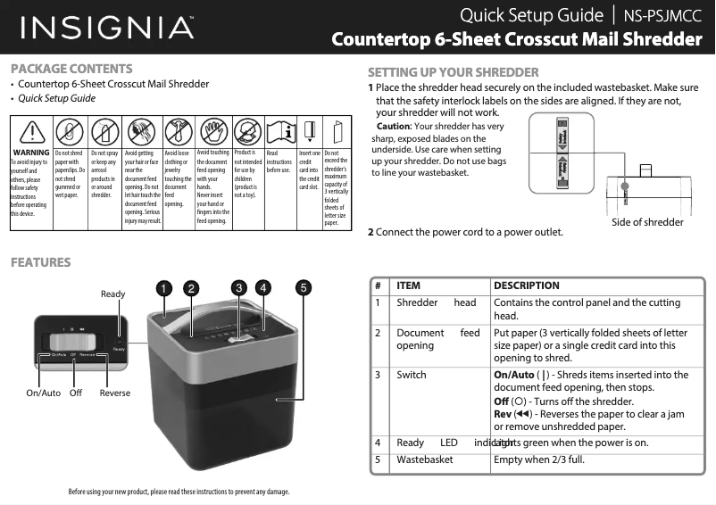 Imagen de la primera página del manual del dispositivo NS-PSJMCC