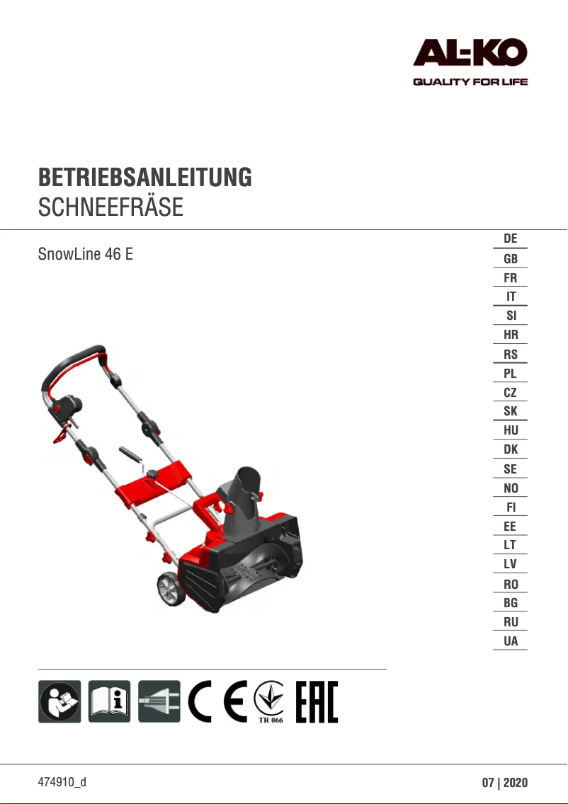 Imagen de la primera página del manual del dispositivo SnowLine 46 E