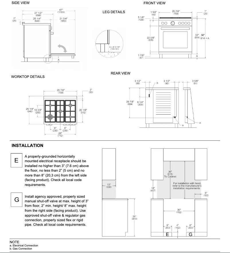 Página 1 del manual Guía de instalación Bertazzoni MAS305DFMXV