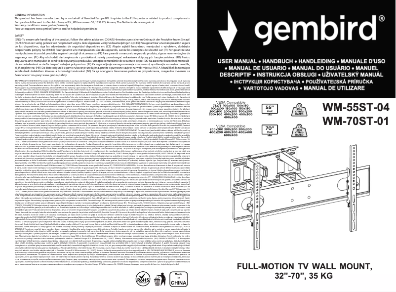 Imagen de la primera página del manual del dispositivo WM-70ST-01